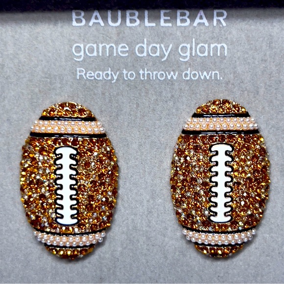 NIB BaubleBar Crystal Tailgate Football Earrings - Picture 2 of 6